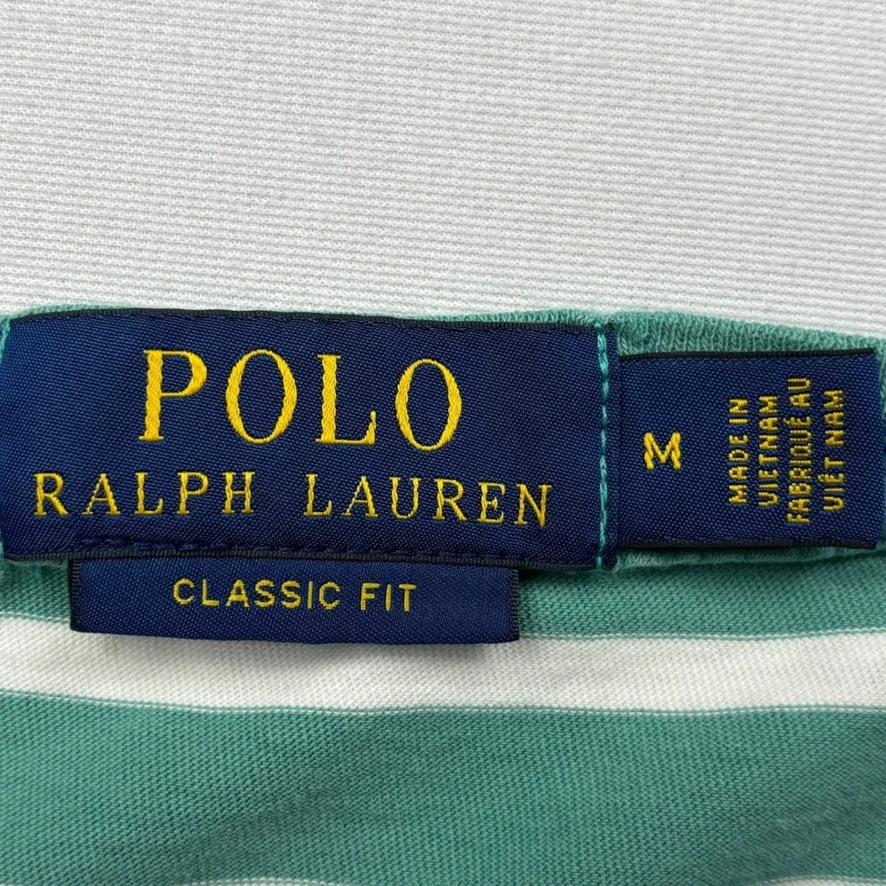 Polo Ralph Lauren Striped Pocket Shirt Mens Medium Green White Pony Classic Tee